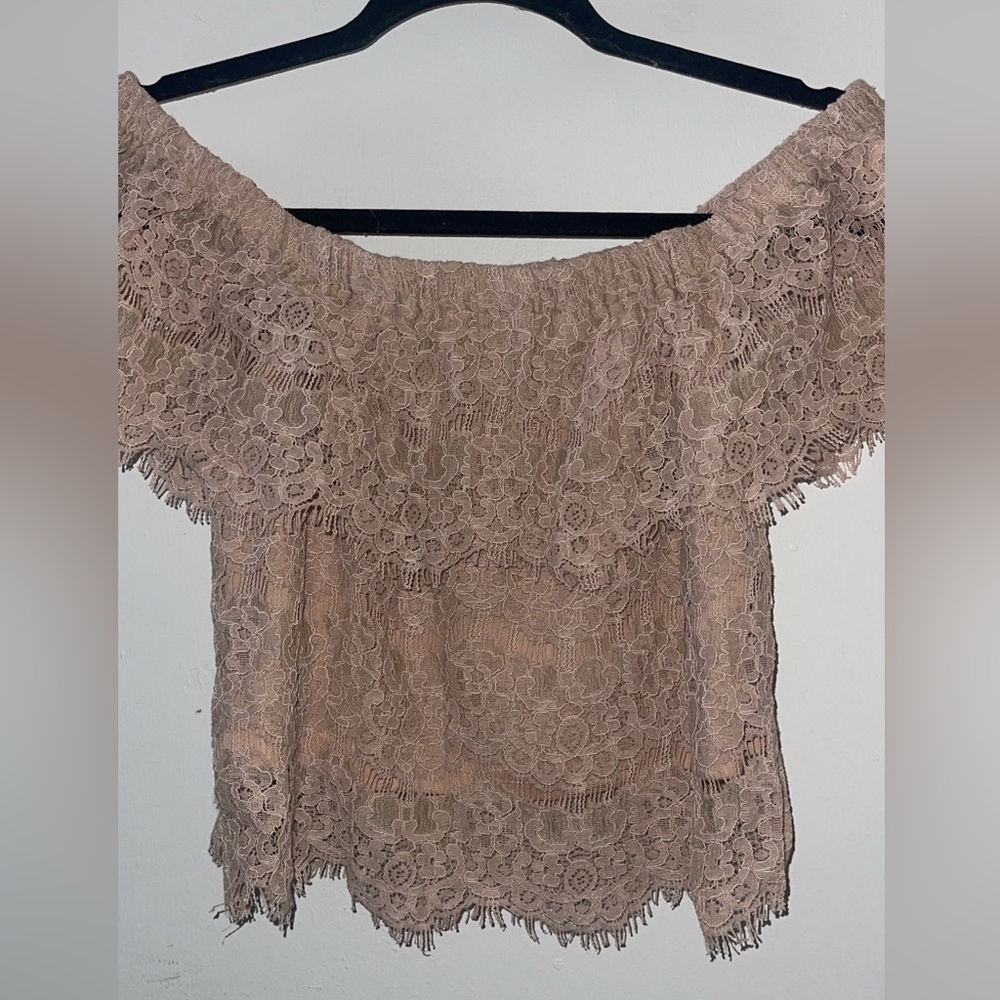 Pastel pink off the shoulders top